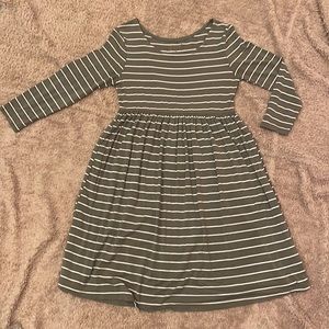 Olive knit babydoll dress.